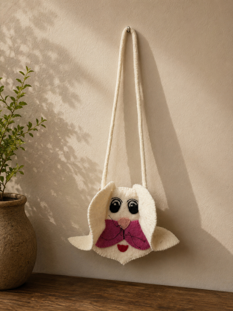 Cream Felt Bunny Face Crossbody Bag | Yala Cotton